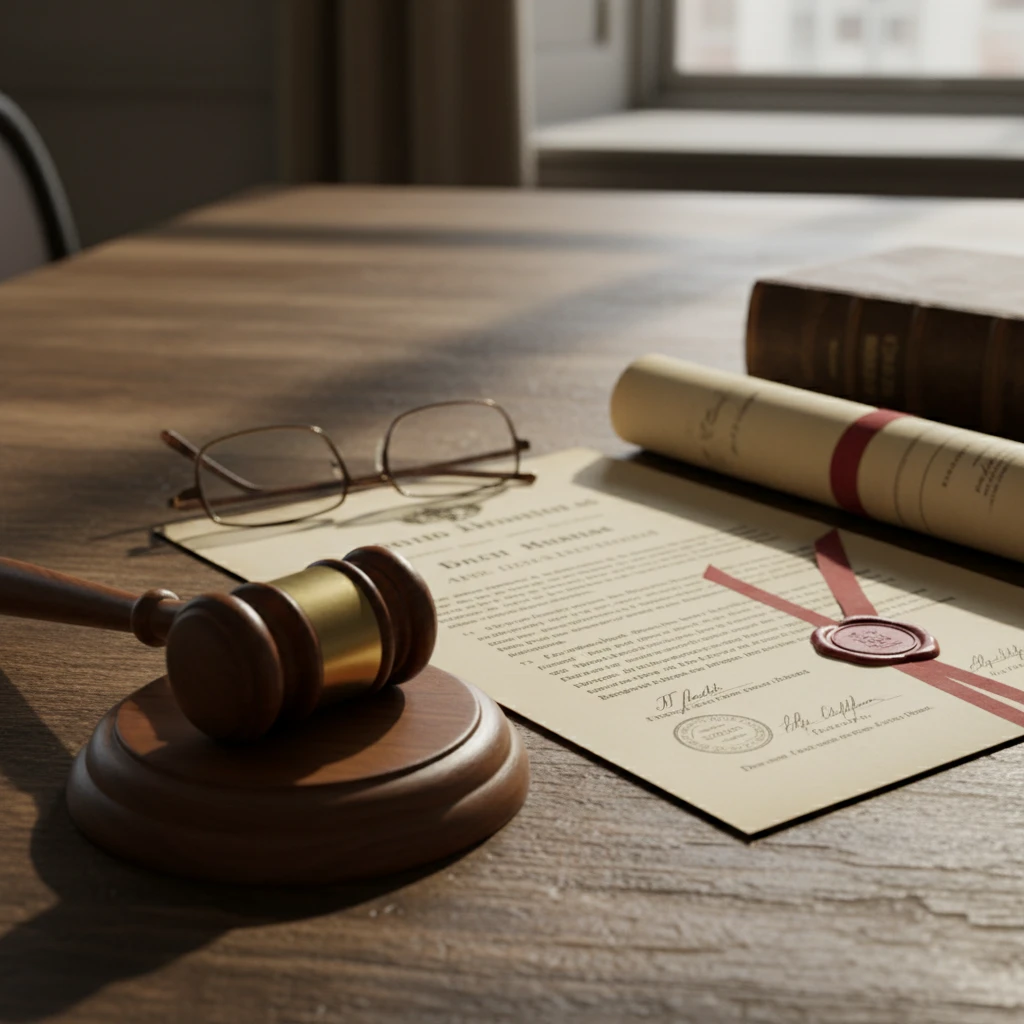 Ảnh búa pháp lý và tài liệu luật