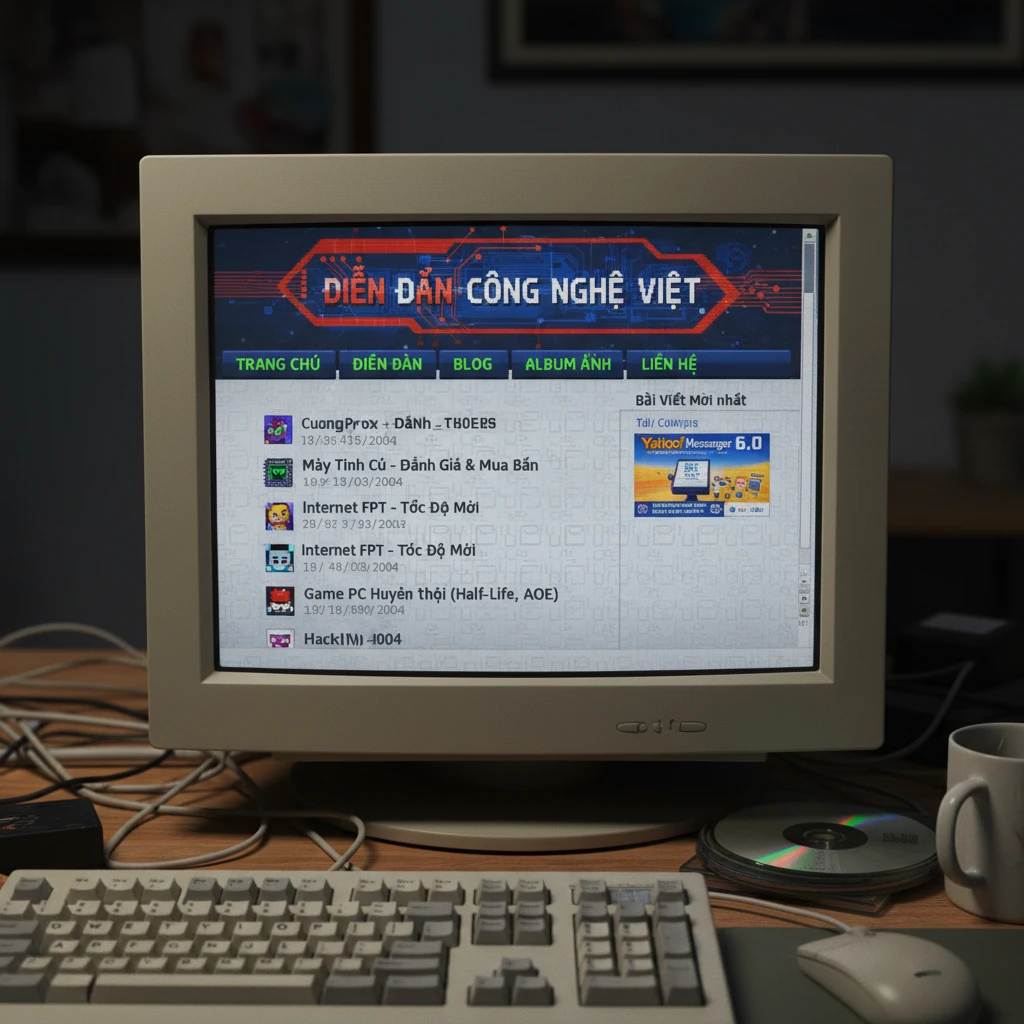 Ảnh chụp giao diện diễn đàn trực tuyến tại Việt Nam từ những năm 2000.