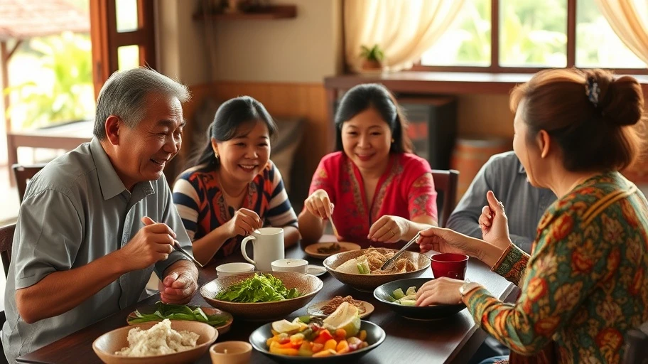Ảnh gia đình Việt Nam trong bữa cơm văn hóa