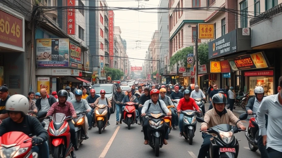 Ảnh rối loạn lo âu, đường phố Việt Nam giờ cao điểm