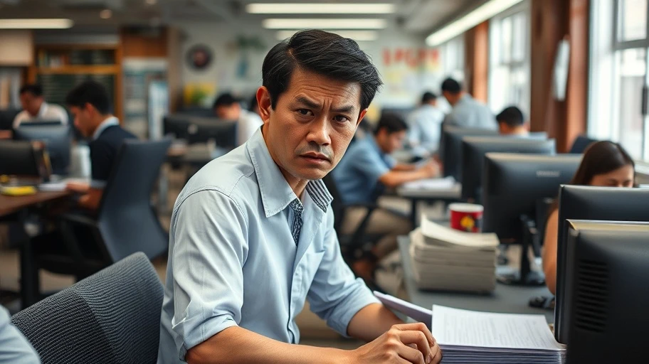 Biểu hiện tâm lý sợ sai, người lao động căng thẳng trong văn phòng.