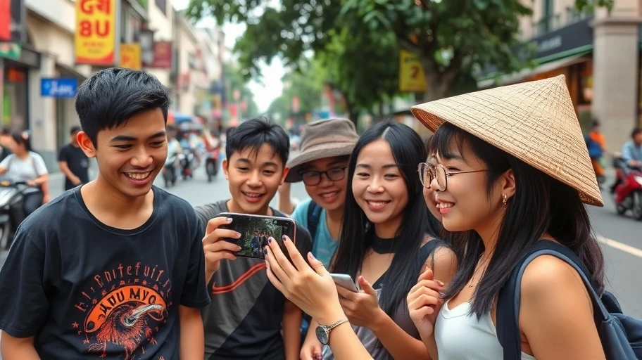 Cảnh thanh niên xem video hài trên điện thoại