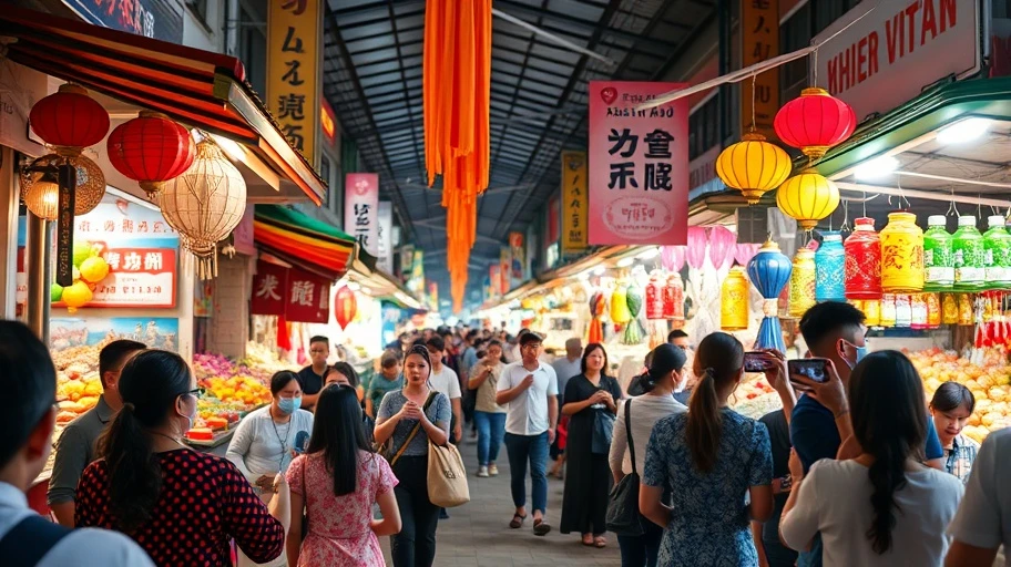 Chợ phiên Việt Nam sống động, lý tưởng để chụp Instagram Stories.