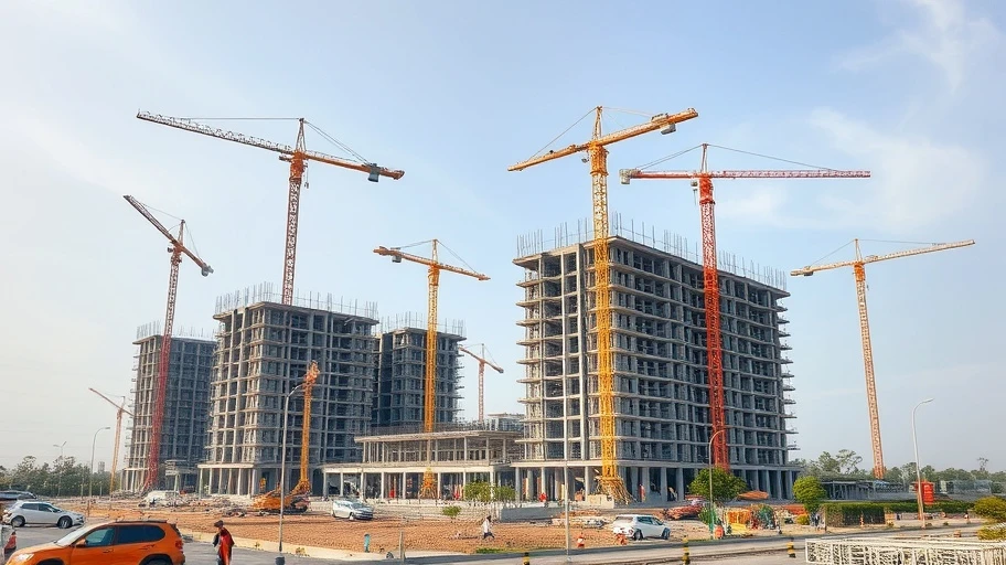 Công trường xây dựng hiện đại tại Việt Nam