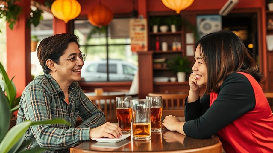 Cuộc trò chuyện vui vẻ tại café ở Việt Nam về giải pháp tâm lý ED