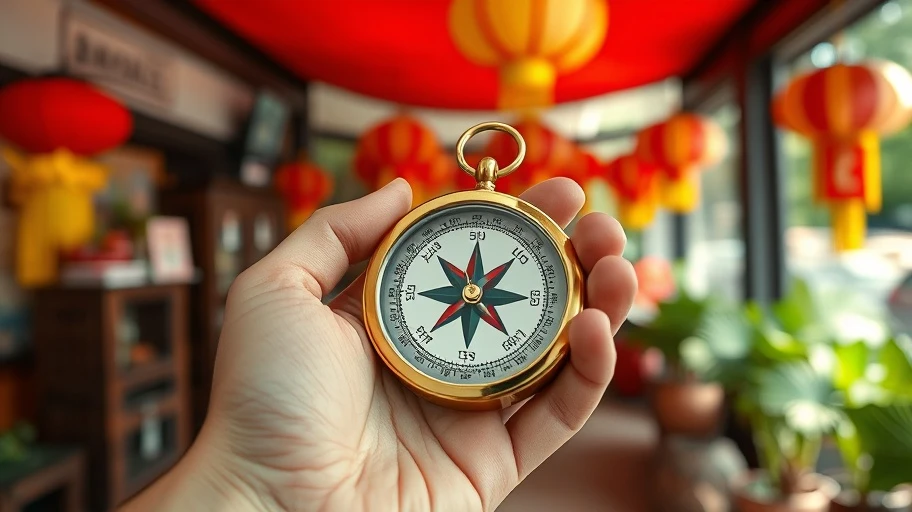 Hình ảnh bàn tay cầm la bàn phong thủy