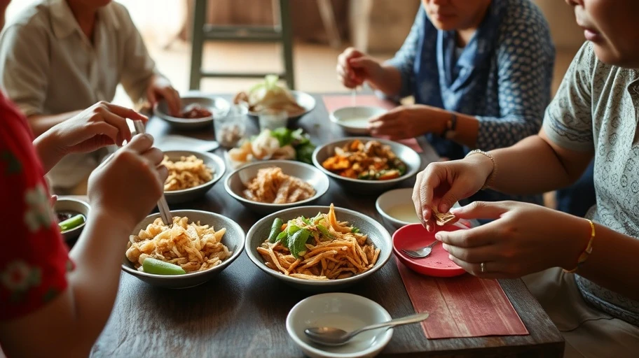 Hình ảnh bữa ăn gia đình ở Việt Nam