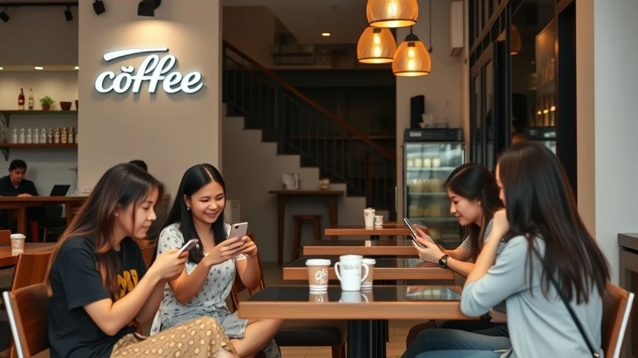 Hình ảnh khởi đầu mạng xã hội, người trẻ tại quán cà phê