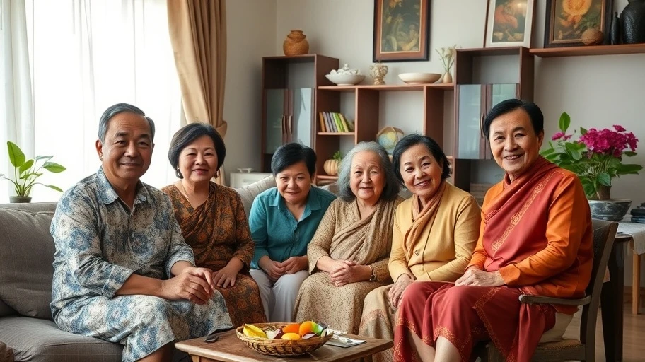 Hình ảnh một gia đình đa thế hệ Việt Nam.