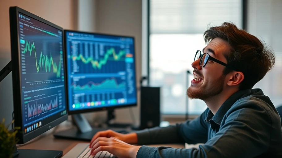 Hình ảnh người đang học dữ liệu tài chính trên máy tính