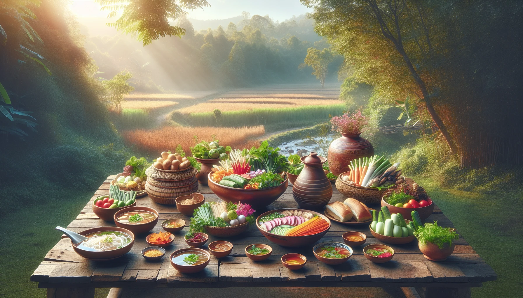 Hình ảnh phong cách ẩm thực truyền thống Việt Nam.