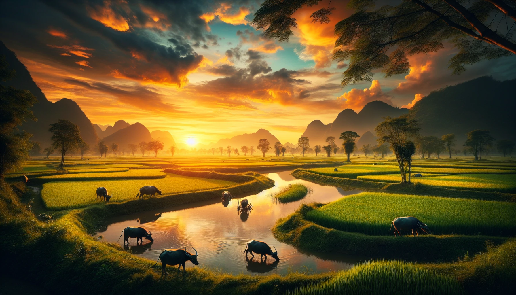 Hình ảnh thiên nhiên và đời sống tinh thần nông thôn.