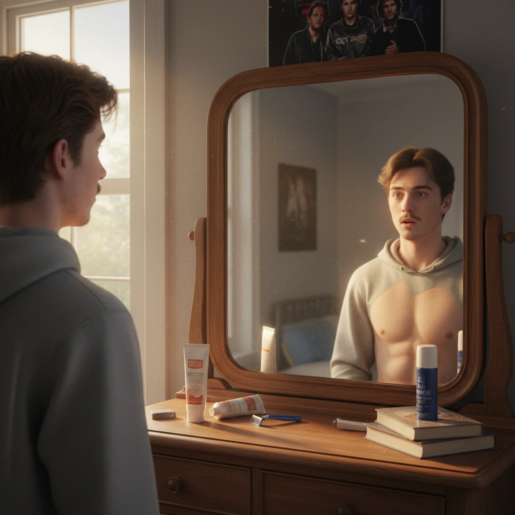 Hình ảnh trẻ vị thành niên ngỡ ngàng trước sự phát triển cơ thể