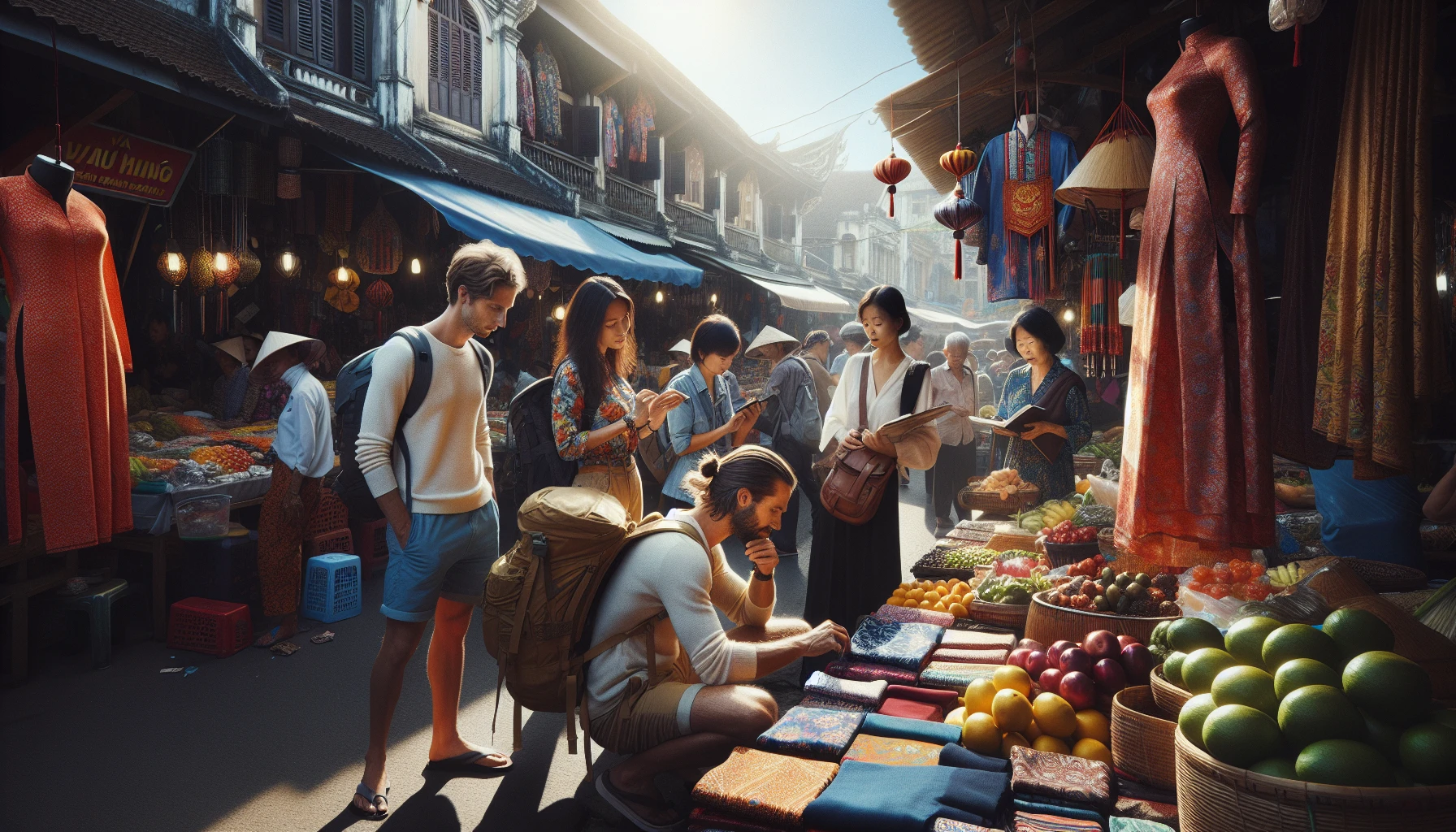 Khách du lịch mua sắm ở chợ Việt Nam tìm ưu đãi
