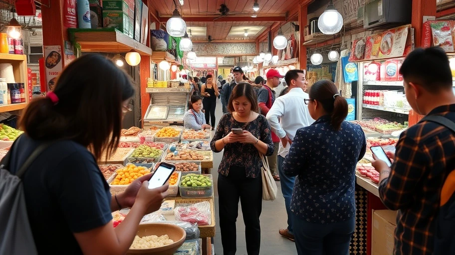 Người bán hàng Việt giao dịch qua điện thoại thông minh