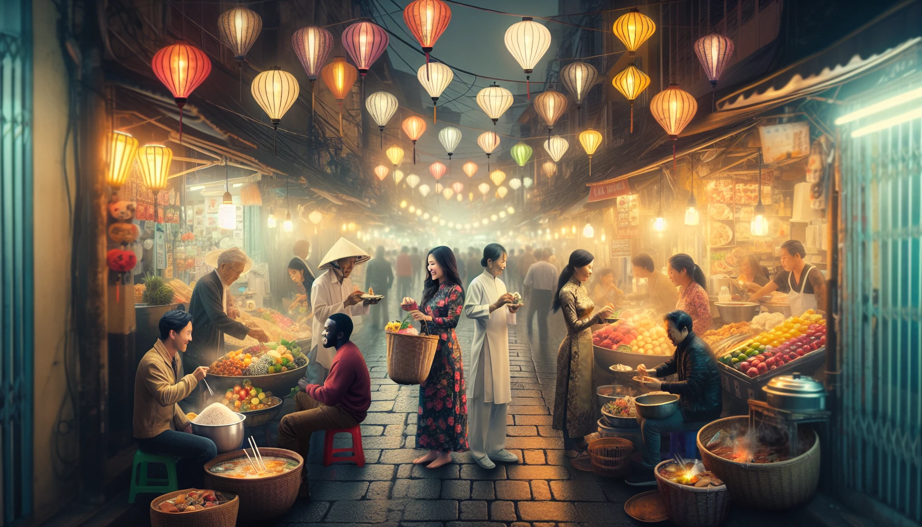 Người dân xã giao tại chợ đêm Việt Nam