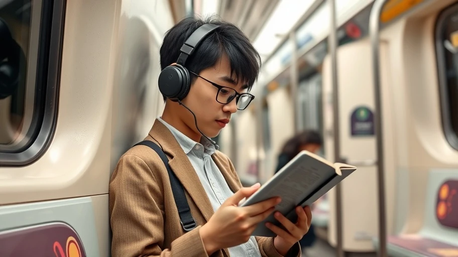 Người trẻ đọc ebook trên tàu điện tại Việt Nam