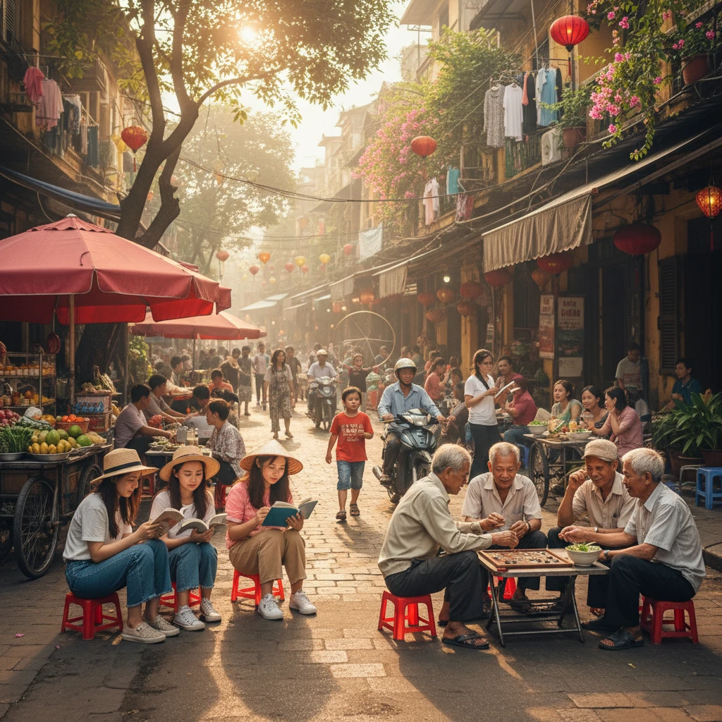Người trẻ đọc sách và giao lưu trên phố Việt Nam