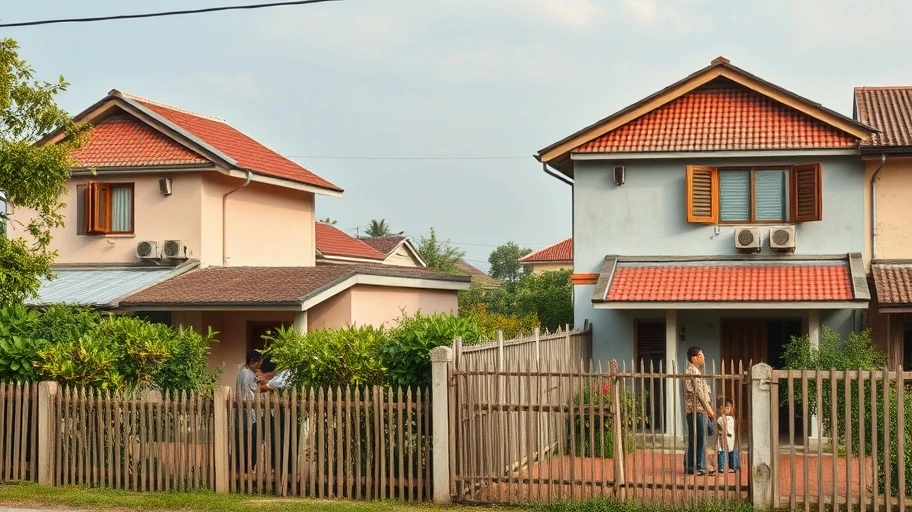 Nhà cửa Việt Nam và hàng xóm đang trò chuyện