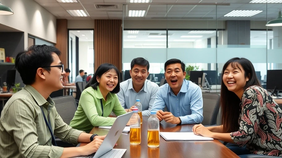 Nhân viên văn phòng tại Việt Nam đang giải trí.