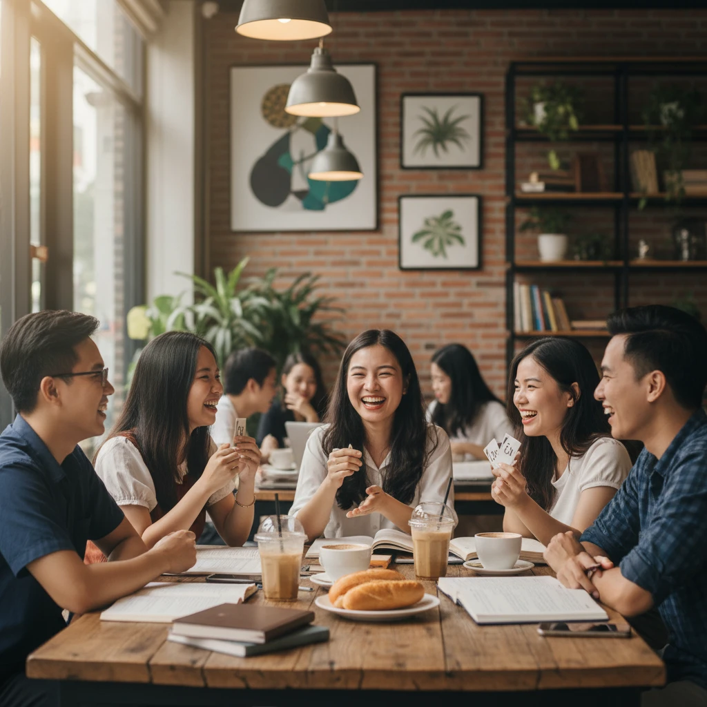 Nhóm bạn trẻ người Việt trò chuyện