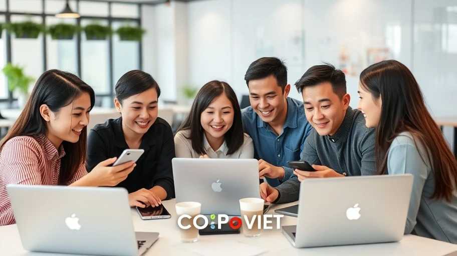 Nhóm trẻ thảo luận chiến lược marketing tại không gian làm việc