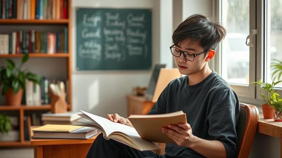 Sinh viên đọc sách tâm lý tại phòng học Đại Học Việt Nam