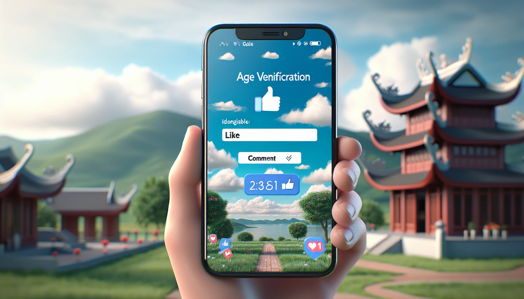 Smartphone requesting age verification on social media