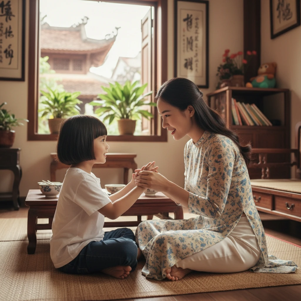 Trẻ học đạo đức cơ bản từ người lớn.